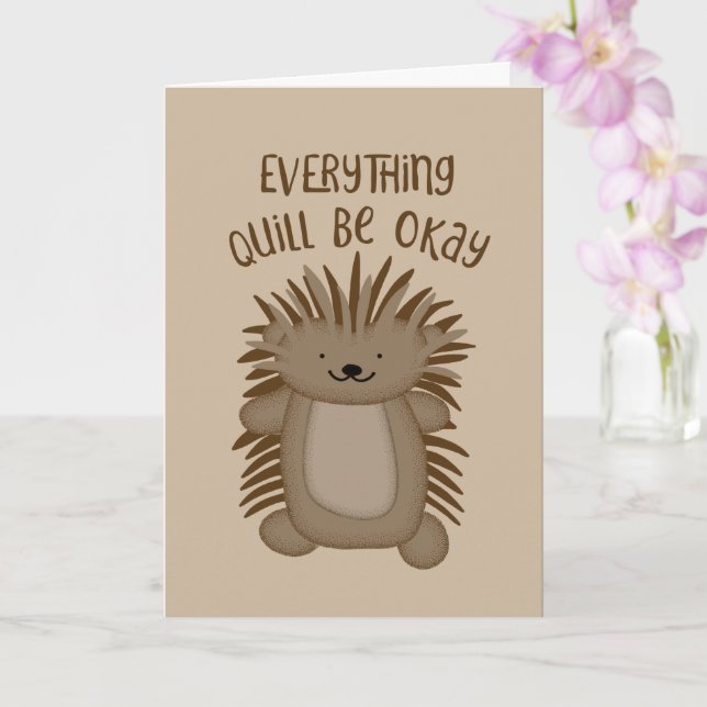 Carte Tout Quill Be Ok Joli Cartoon Porcupine (Orchidée)