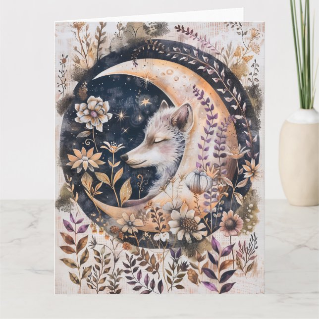 Carte tout-temps blanche Wolf Moon (Devant)