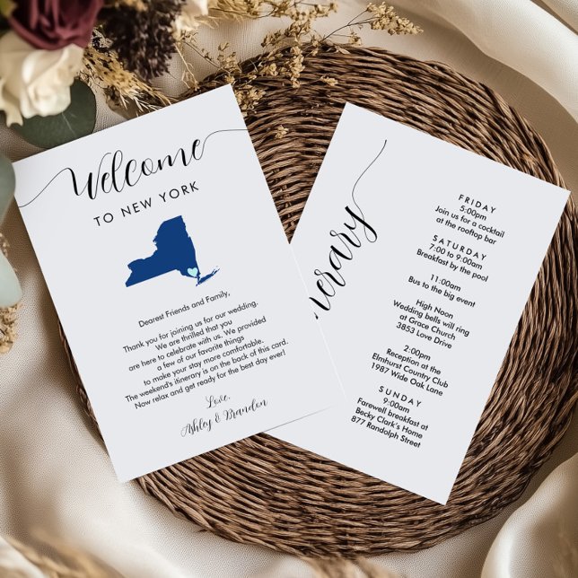 Carte Toute couleur New York Mariage Bienvenue Itinérair (Créateur téléchargé)