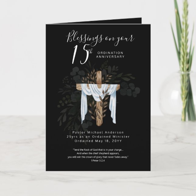 Carte TOUTE ORDINATION ANNIVERSAIRE Prêtre Pasteur Minis (Devant)
