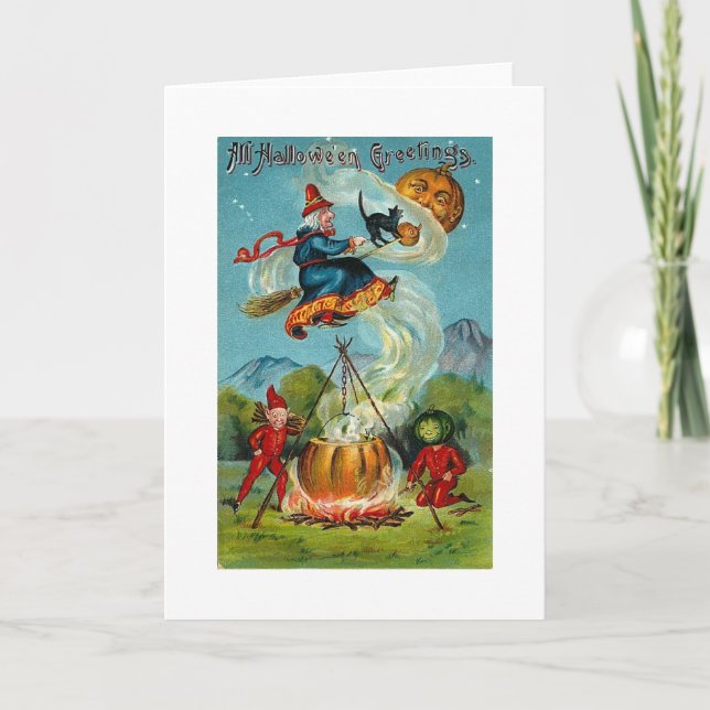 Carte Toutes les salutations d'Halloween Volying Witch (Devant)