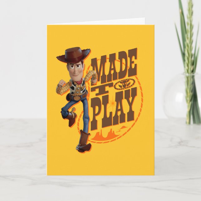 Carte Toy Story 4 | Woody "Fait pour jouer" (Devant)