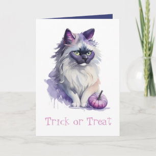 Carte Trace ou traitement Halloween aquarelle birman cha