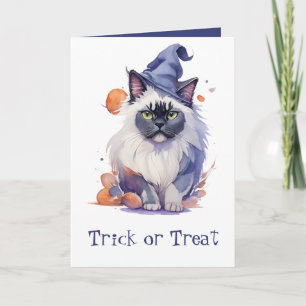 Carte Trace ou traitement Halloween aquarelle birman cha