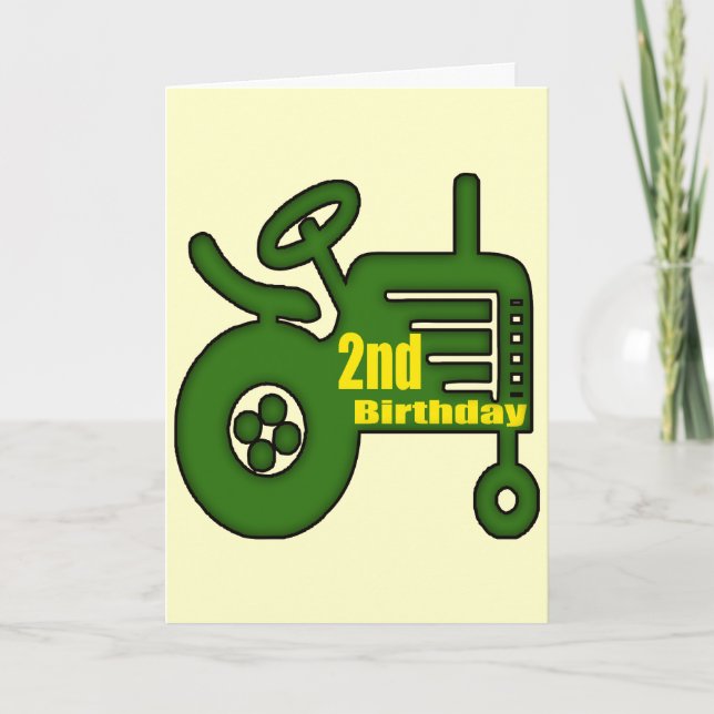 Carte Tracteur 2e cadeau d'anniversaire (Devant)