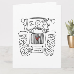 Carte Tracteur personnalisé Pays Barne Mariage rustique