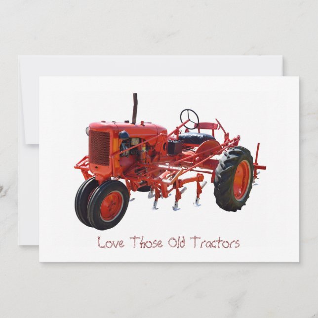 Carte Tracteur rouge vintage (Devant)