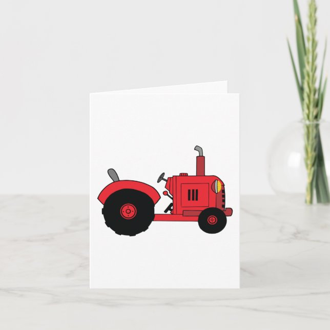 Carte Tracteur rouge vintage (Devant)