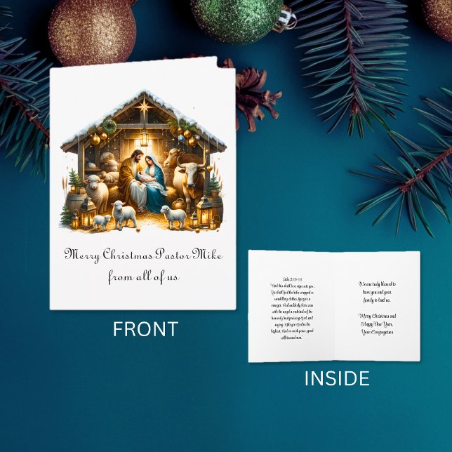 Carte Traditional Nativity To Pastor From Congregation (Traditional Nativity To Pastor From Congregation Card)