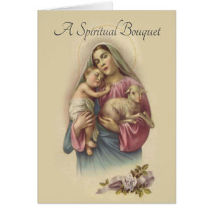 Carte traditionnelle de Vierge Marie de bouquet