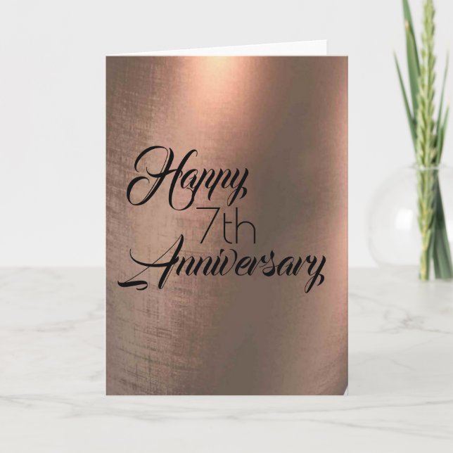 Carte traditionnelle en cuivre pour le 7e annivers (Devant)