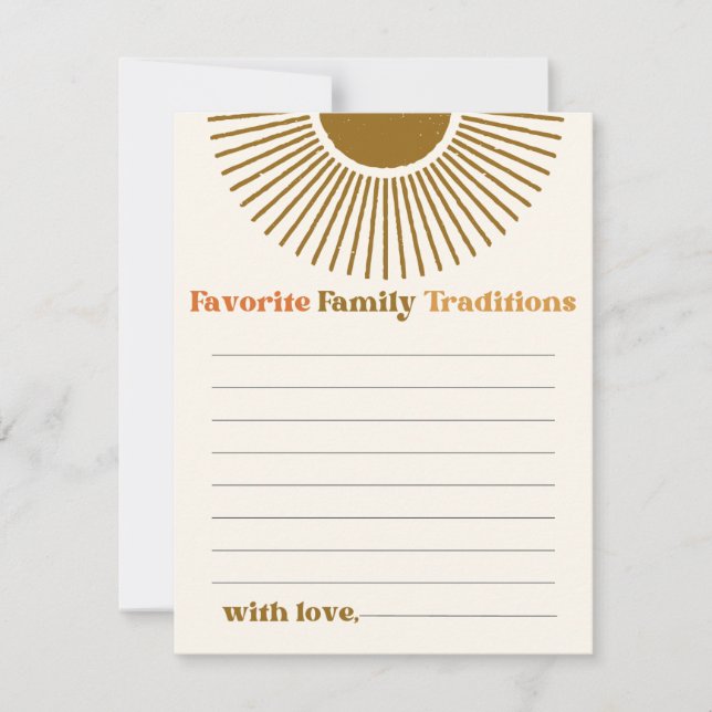 Carte Traditions familiales préférées minimes du soleil  (Devant)