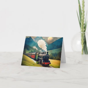 Carte Train à vapeur vintage