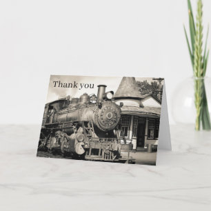 Carte Train à vapeur vintage ferroviaire noir voyage