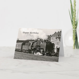 Carte Train à vapeur vintage ferroviaire noir voyage