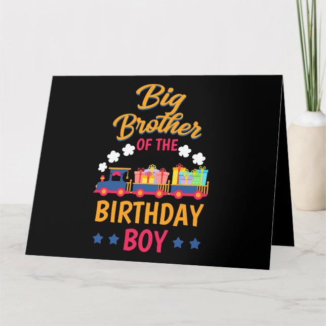 Carte Train Anniversaire Party Railroad Big Brother Of T (Devant)