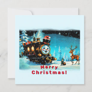 Carte Train cadeau - Scène de Noël