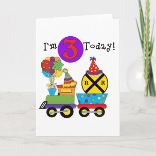 Carte Train d'anniversaire 3e Anniversaire Tshirts et ca
