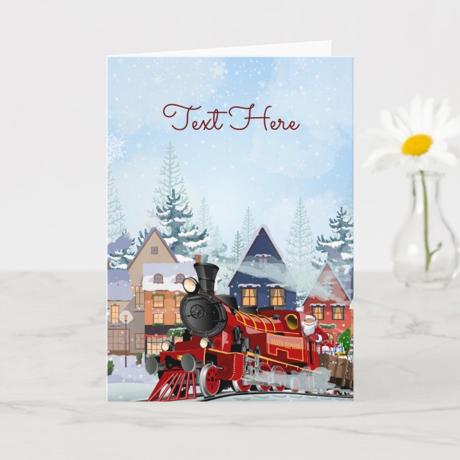 Carte Train de Noël (Petite plante)