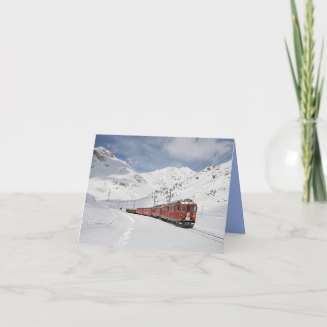 Carte Train Locomotive Winter Mountains Photo Note (Devant)
