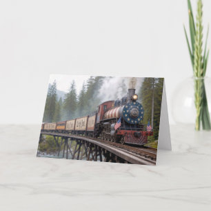 Carte Train patriotique américain d'anniversaire sur un