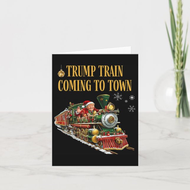 Carte Train Trump Arrive En Ville Noël Drôle Père Noël C (Devant)