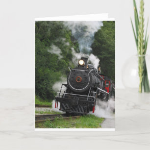 Carte train vapeur rail gare locomotive rails art