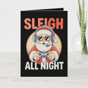 Carte Traîne tout la nuit Santa Joueur Jeux vidéo Noël
