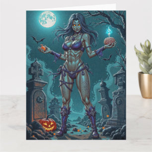 Carte Traite d'Halloween ou ami Zombie w Cerveau