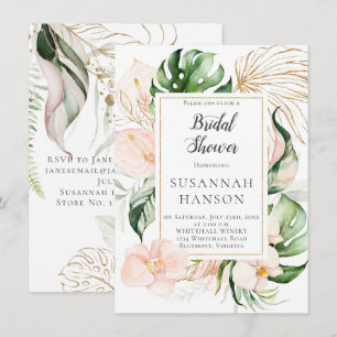 Carte Trame florale rose vifFête des mariées tropicale