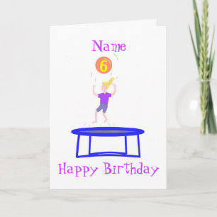 Carte Trampoline pour fille, ajoutez un nom.