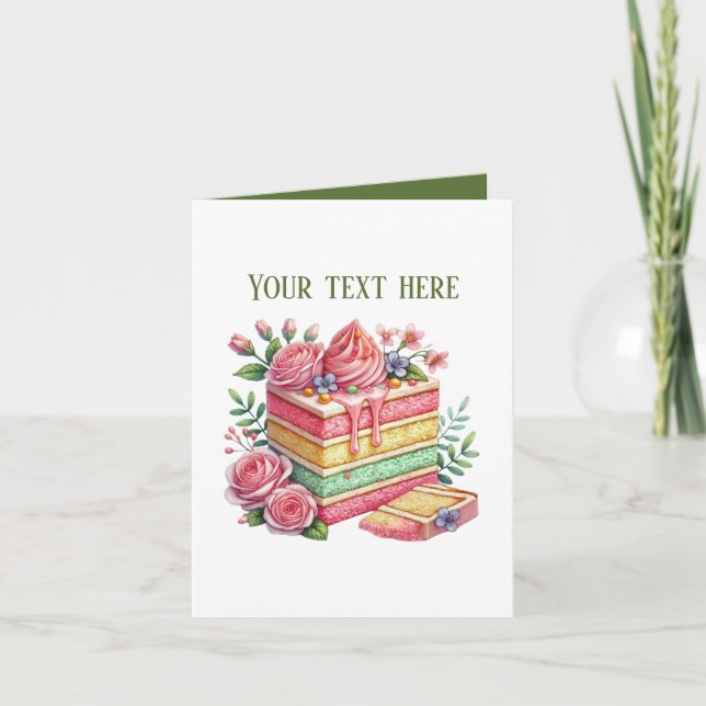 Carte Tranche de gâteau mignonne personnalisable vendeur (Devant)
