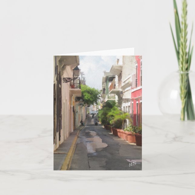 Carte Tranquille peu de rue de San Juan, Porto Rico (Devant)