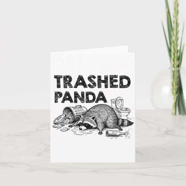 Carte Trashed Panda Funny Drunk Racoon Gets Drunk Meme F (Devant)