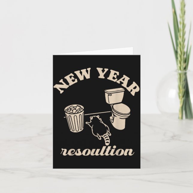 Carte Trashed Panda New Year Resolution Funny Drunk Racc (Devant)