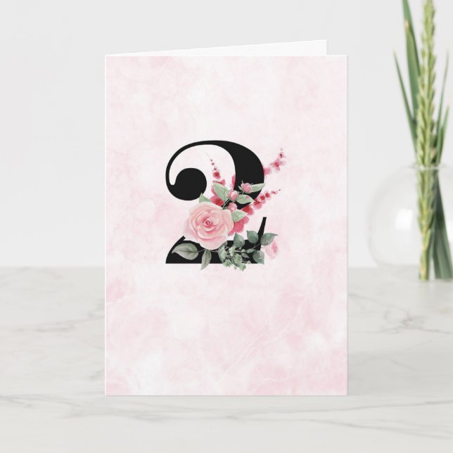 Carte Travail floral 2 - Anniversaire (Devant)
