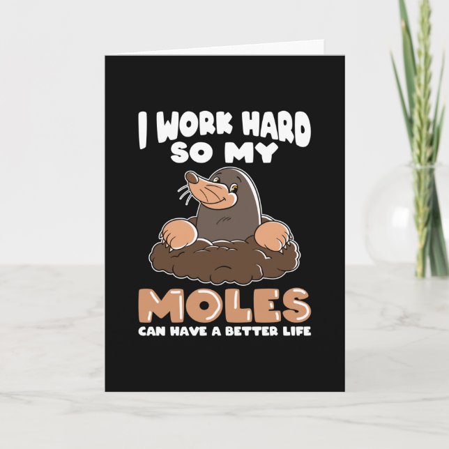Carte Travailler dur pour Moles Mole dans le jardin (Devant)