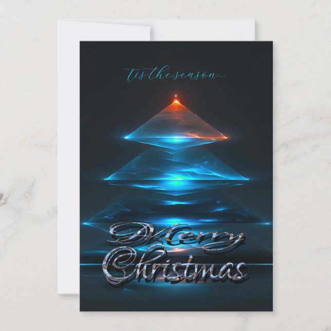 Carte Tree Bleu Modern Fun Christmas (Devant)