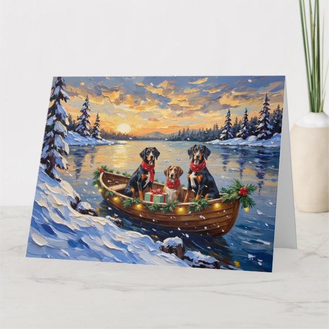 Carte Treeing Walker Coonhound Christmas Boat Holiday (Devant)