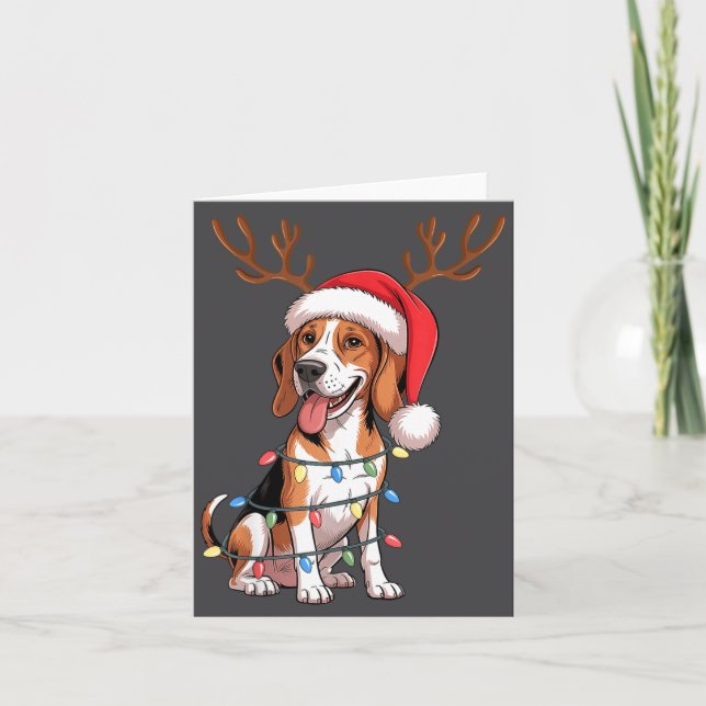 Carte Treeing Walker Coonhound Dog Christmas Lights Sant (Devant)