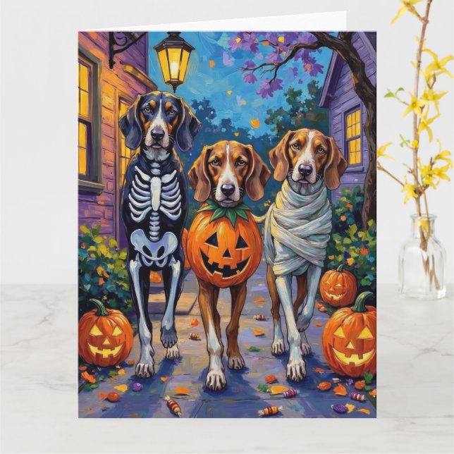 Carte Treeing Walker Coonhound In Halloween Costumes (Fleur jaune)