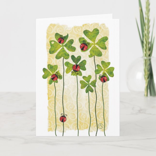 Carte trèfle et coccinelles du jour de St Patrick (Devant)