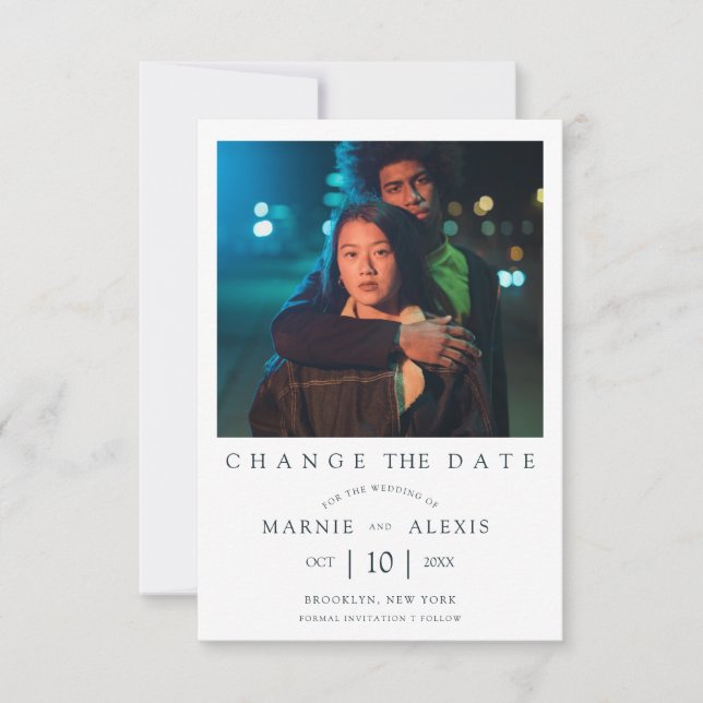 Carte Trendy Simple Postponed Wedding Photo Instant (Devant)