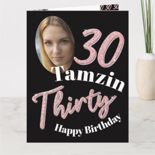 Carte Trente 30e anniversaire photo rose fille rose