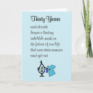 Carte Trente Ans, Drôle Joyeux Poème Du Trente Anniversa