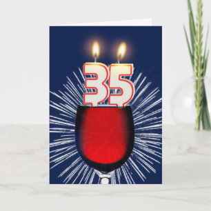 Carte trente-cinquième Anniversaire avec du vin et des