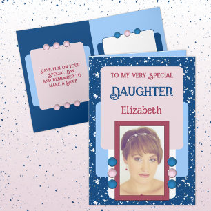 Carte Très spécial fille ajouter nom photo bleu