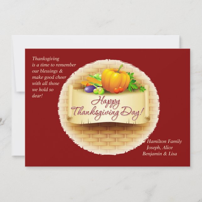 Carte Tressée de Thanksgiving (Devant)