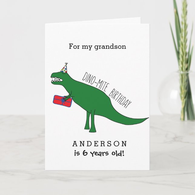 Carte Trex Dinosaur Anniversaire Grand-fils (Devant)