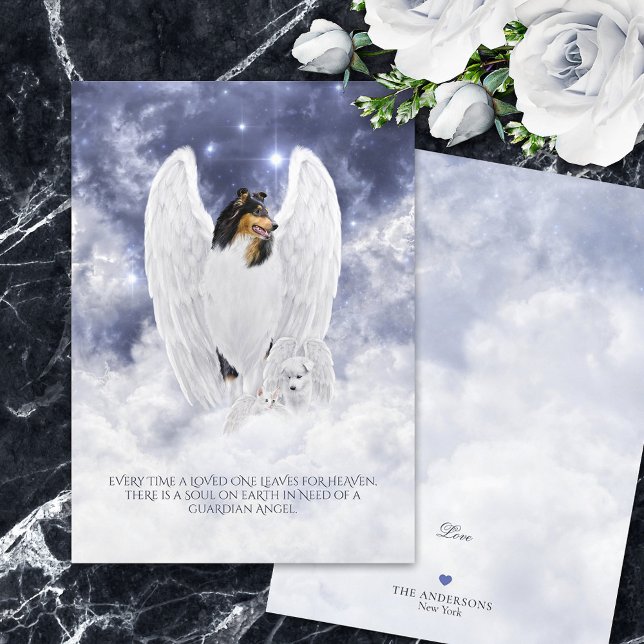 Carte Tri Collie Angel & Cherub - Pet Loss Sympathy Card (Créateur téléchargé)